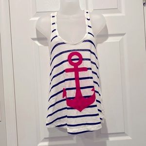 Nautical Anchor design Racerback tank, Sz S